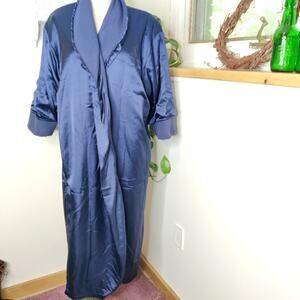 Vintage VS Blue Fleece Lined Satin Robe, XS/S